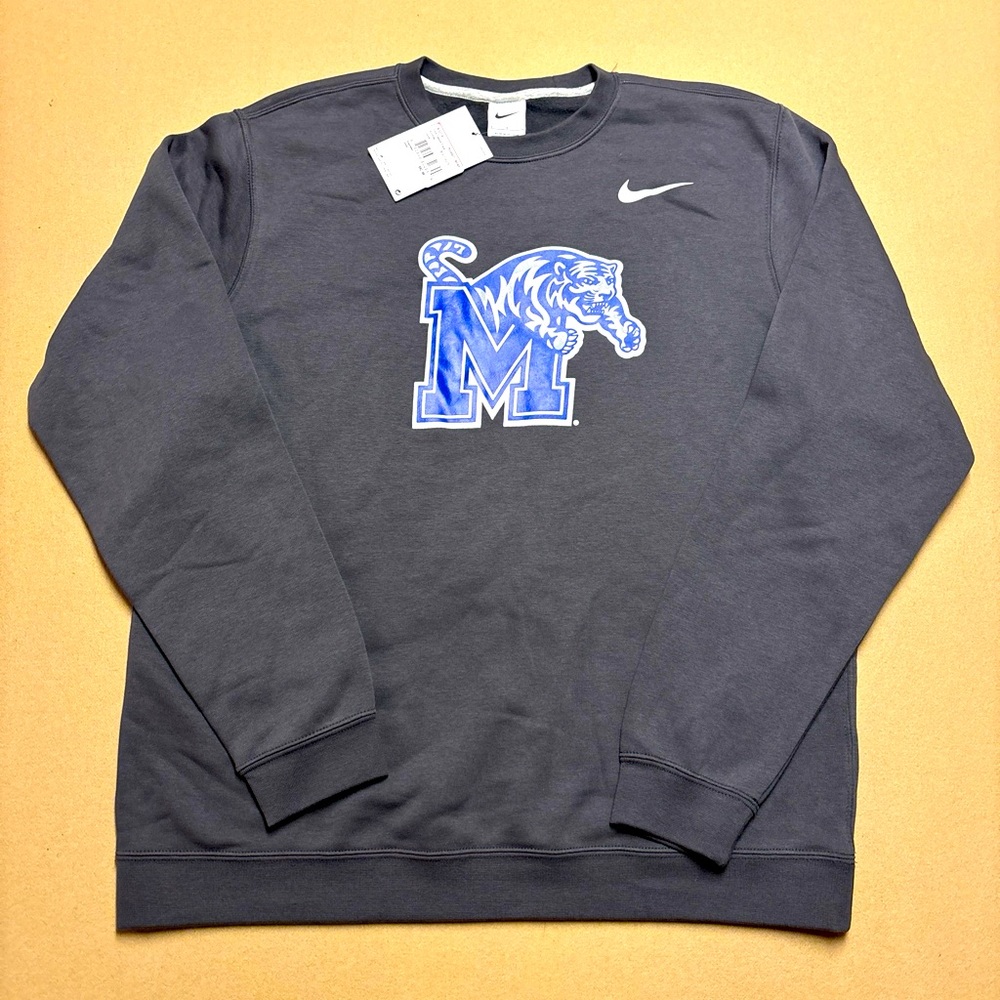 Nike University Of Memphis Tigers Sweatshirt Mens Size Large Gray NEW